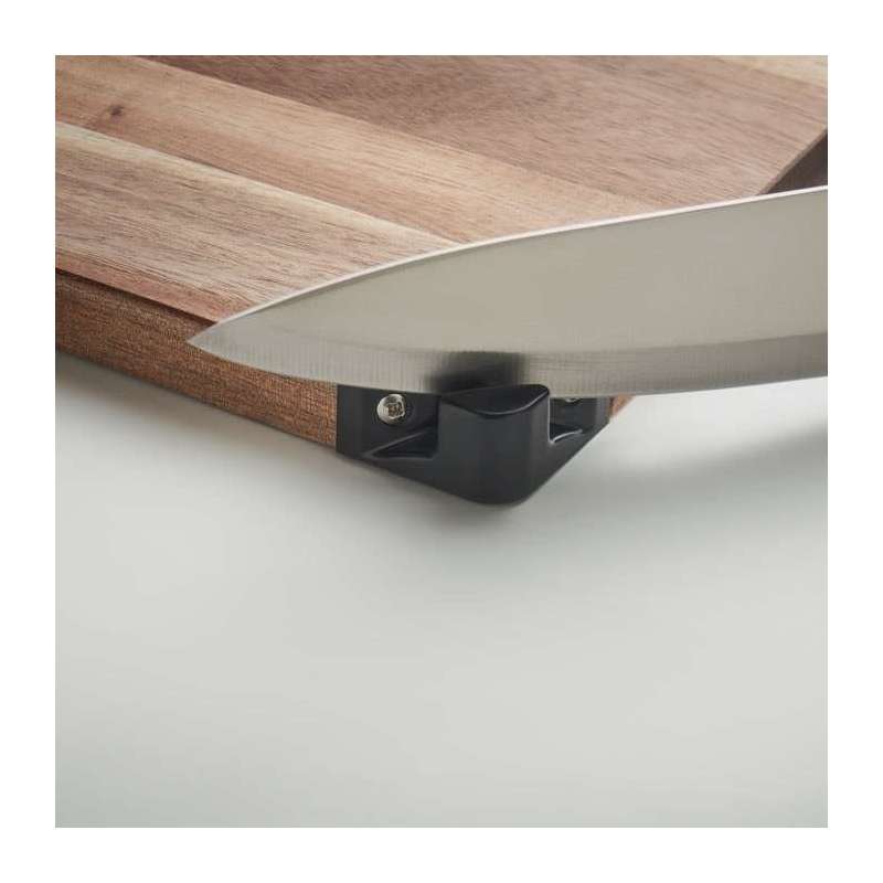 acacia wood cutting board with knife sharpener premium kitchen board
